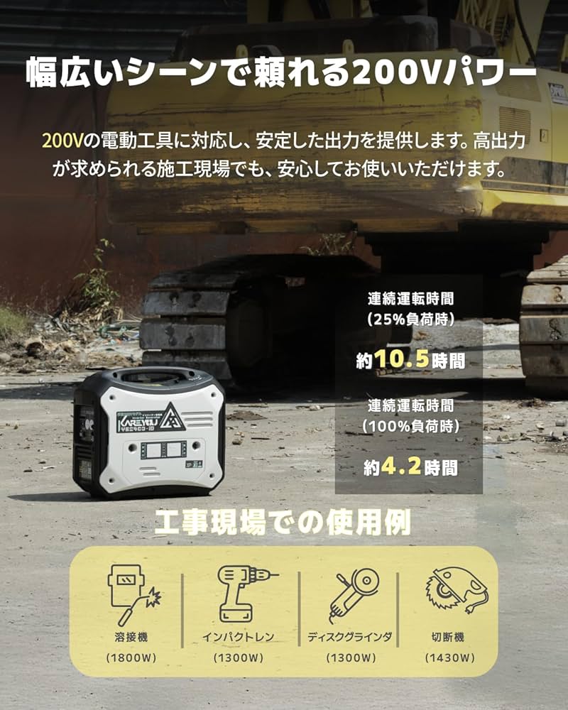 Amazon | 200V単相インバーター発電機 KAREYOU発電機 定格出力